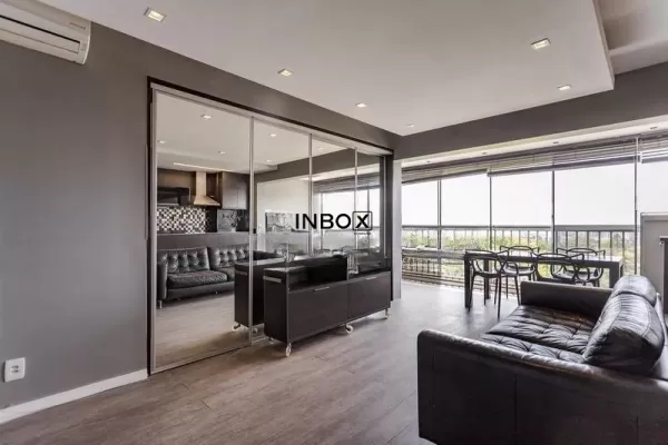 Foto de Apartamento com 60m² de área privativa, mobiliado, 1 dormitório, living, suíte